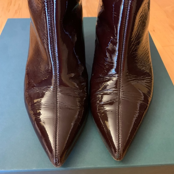 Aeyde Bordeaux Leather Dahlia Patent Ankle Boots - Picture 5 of 7